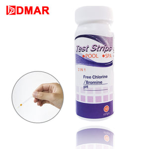DMAR Swimming Pool Water Free Chlorine PH Bromine Test Strips 2 in1 Spa Water Test Paper Pool Tool Cleaner Accessories Equipment